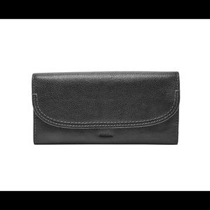 Authentic Fossil Black Leather Wallet NWT